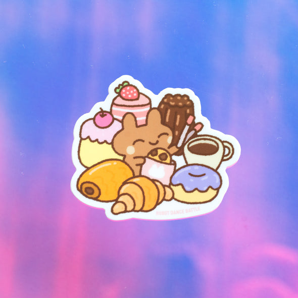 Bunny Pastry and Coffee Vinyl Sticker