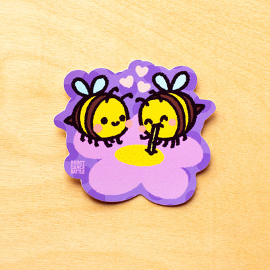 Bees On Flower Sticker