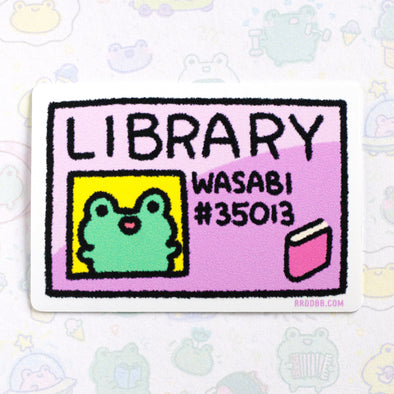 Frog Library Card Vinyl Sticker